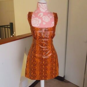 GRLFRND Orange Snake Print Mini Dress